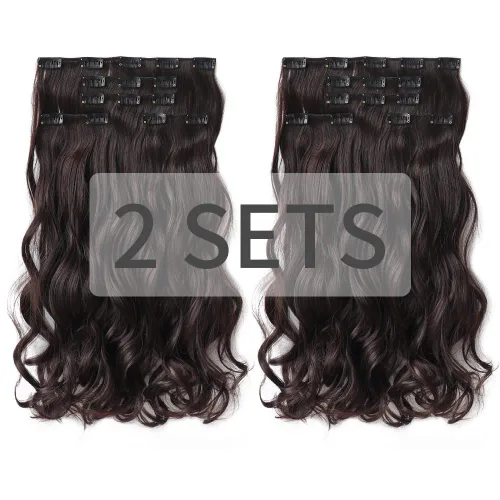 Miniatura 13 de Extensiones de cabello negro lacio, 2 juegos de extensiones de cabello con clip para mujeres, Halloween, 5 piezas de 22 pulgadas, piezas de cabello