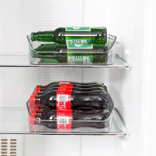 Miniatura 6 de Ettori Organizador de botellas de agua, paquete de 2 cubos organizadores de refrigerador y contenedores de almacenamiento transparentes