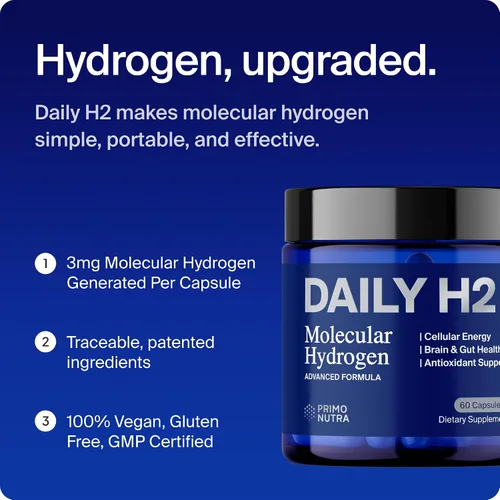 Miniatura 7 de Alternativa de tabletas de agua de hidrógeno Cápsulas de hidrógeno molecular DailyH2 3 mg H2 para energía celular, enfoque y recuperación