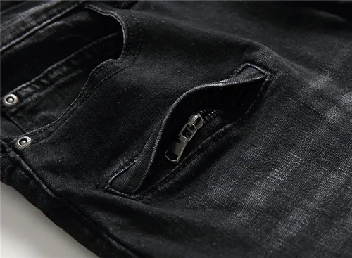 Miniatura 6 de AITITIA Jeans de corte recto lavado con cremallera para hombre