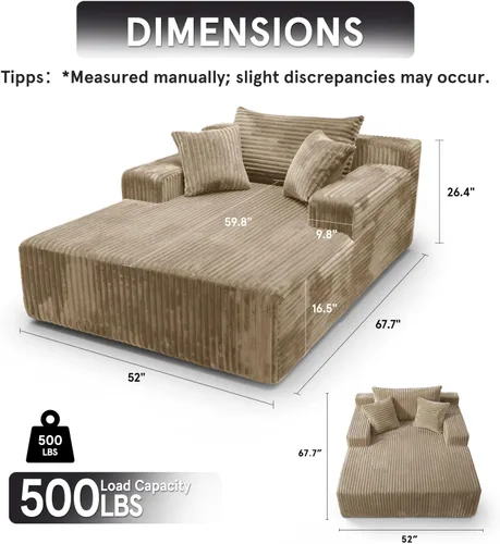 Miniatura 2 de Sytopia - Silla reposera con reposabrazos, sofá cama extragrande con 3 almohadas, cómodo sofá sin huesos, silla de lectura para dormir para sala