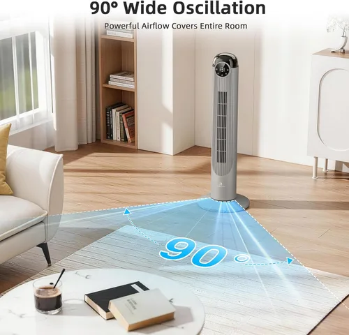 Miniatura 3 de Antarctic Star T36 Tower Fan-36 Inch, Bladeless Oscillating Fan with Remote, 6 Speeds & 4 Modes, LED Display, 9H Timer, Quiet Floor Standing Fan for