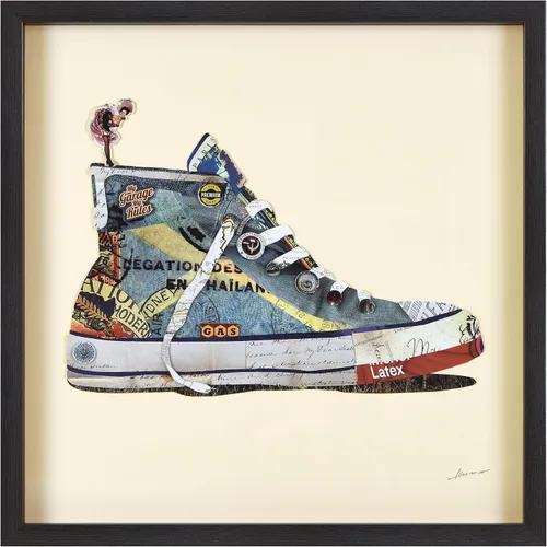 Miniatura 25 de Empire Art Direct Alex Zeng - Papel gráfico enmarcado con collage dimensional de bulldog francés bajo vidrio, listo para colgar, 17 x 17 pulgadas