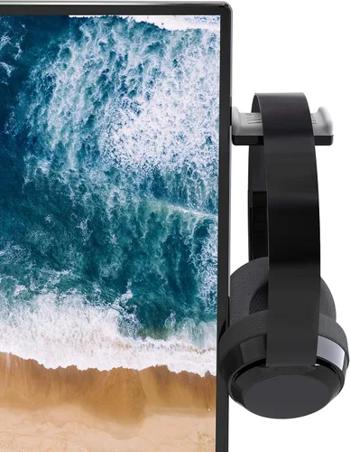 TotalMount Soporte de monitor para auriculares y auriculares (soporte de grado premium ahorra espacio en el escritorio y protege los auriculares)