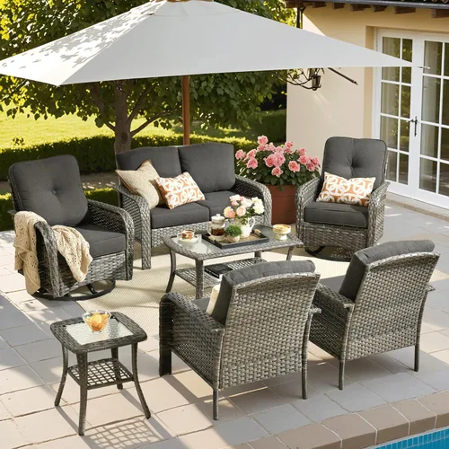 Miniatura 40 de ovios Juego de 2 piezas de muebles para patio, sillas de mimbre para exteriores de 2, sillas de ratán de respaldo alto para todo tipo de clima de 2