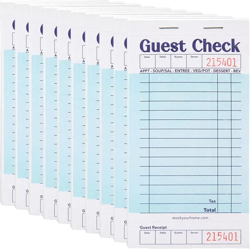 Miniatura 9 de Stock Your Home Libros azules de cheques de invitados para servidores (paquete de 20) bloc de notas de servidor, cuaderno de cheques de camarero