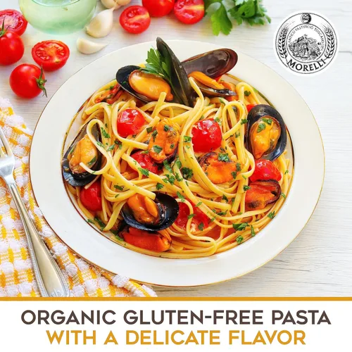 Miniatura 3 de Morelli Pasta Linguine orgánica sin gluten, pasta sin trigo hecha con maíz, fideos de maíz veganos, pasta sin gluten, pasta orgánica importada