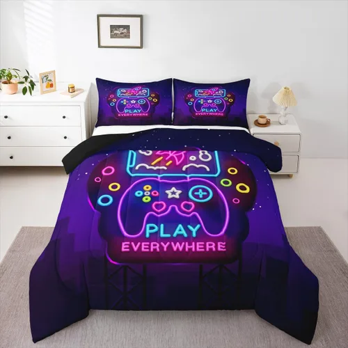 Miniatura 35 de Edredón de videojuegos para niños y adolescentes, juego de ropa de cama individual, juego de edredón para niños y jugadores, decoración del hogar