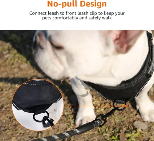 Miniatura 4 de Amazon Basics Arnés para perro sin tirones, chaleco acolchado suave ajustable con rayas reflectantes, pequeño, negro