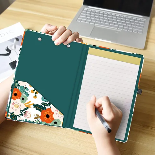 Miniatura 7 de Hongri Mini Portapapeles Folio con Bloc de Notas Rayado Recargable y Bolsillo de Almacenamiento Interior para Estudiantes, Aula, Oficina, Mujeres