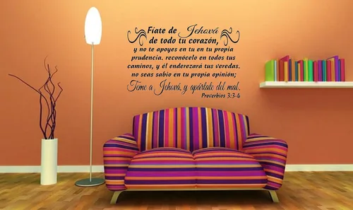 Miniatura 4 de byyoursidedecal Adhesivos de pared españoles Trust decorativo para pared Jehová, y apártate del mal Proverbios 3:3-4 Despegar y pegar Mensajes