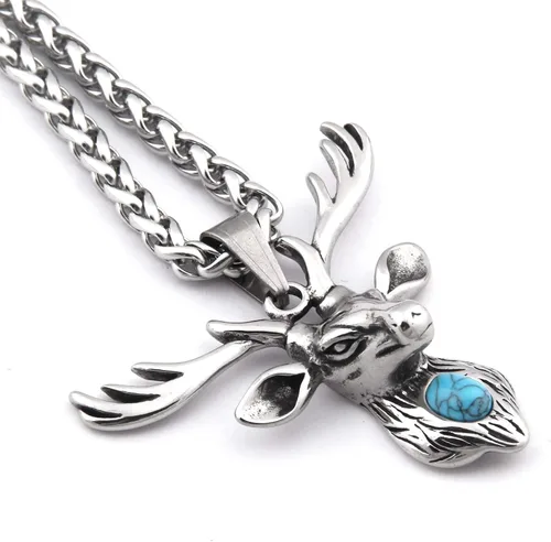 Miniatura 4 de BaviPower Collar de acero inoxidable con colgante de oso de jabalí, lobo vikingo, ciervo, oso, jabalí, león, tigre y león, protección potente
