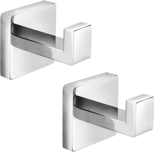 Ganchos para Toallas de Acero Inoxidable Resistente, Ganchos Cuadrados para Bata Montados en la Pared para Baño, Cocina, Dormitorio, Hotel Cromado
