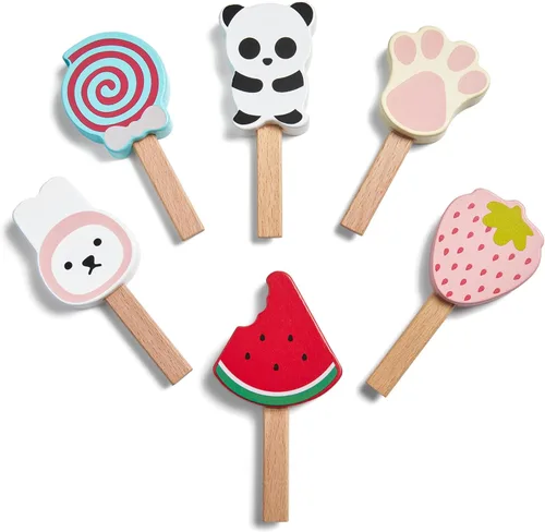 Miniatura 2 de Carrito de Helados de Madera Juguete Playset con Juguetes de Helado Juego de Comida de Simulación Camión de Comida Accesorios de Cocina de Juego