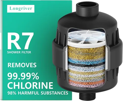 Filtro de ducha R7 de alta capacidad, filtro de agua de ducha para agua dura, elimina 99.99% del cloro, metales pesados, suavizante de agua para