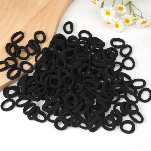 Miniatura 6 de CÉLLOT Gomas para el pelo para bebés, gomas de nylon negras para niñas, bandas de pelo sin costuras para niñas, coleteros elásticos para niñas
