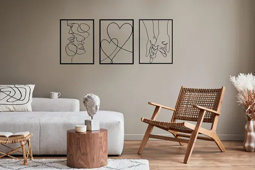 Miniatura 6 de Tubibu Juego de 3 arte moderno de pared de metal, 100% metal, decoración de pared metálica, para colgar en la pared para sala de estar, dormitorio