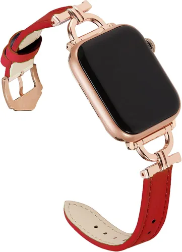 Miniatura 11 de Correa de cuero genuino compatible con Apple Watch para mujeres 38mm 40mm 41mm 42mm (serie 2024 10), correa de cuero delgada de diseñador