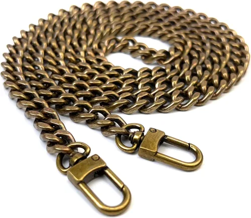 Miniatura 22 de Correas de metal para bolso de cadena plana, reemplazo de cadena para bolso cruzado de hombro y axilas, Dorado antiguo Oro envejecido