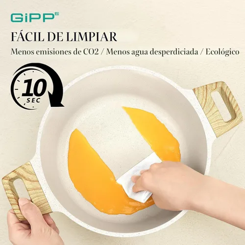 Miniatura 5 de GiPP Juego de ollas y sartenes antiadherentes de granito blanco, utensilios de cocina de inducción antiadherentes, juego de sartenes de cocina