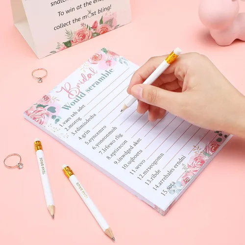 Miniatura 6 de Sosation 331 piezas de suministros para juegos de despedida de soltera, 5 juegos (50 tarjetas cada uno) tarjetas de juegos de boda, 1 juego