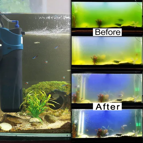 Miniatura 2 de COOSPIDER Filtro para Acuario Sun JUP-02 Máquina Sumergible Verde Limpia para Acuario 132gph para Tanque de Peces Pequeños de 10-40 Galones Bomba