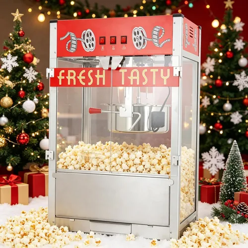 Miniatura 15 de Máquina comercial de palomitas de maíz de 32 onzas con carro, hervidor de acero inoxidable con ruedas, plataforma de calentamiento y vidrio Rojo
