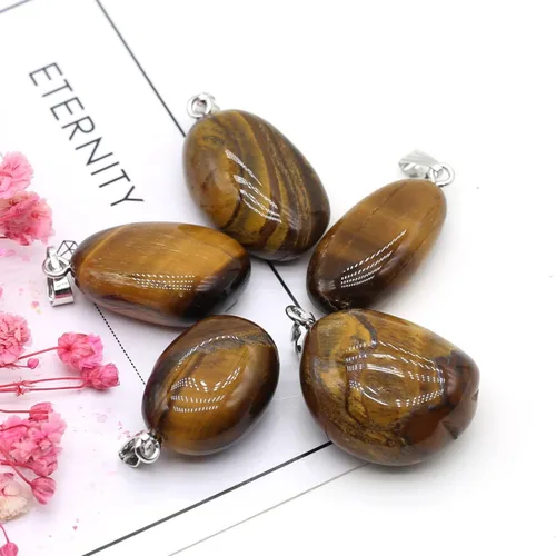 Miniatura 8 de QSLLER 20 piezas Colgantes de Piedras de Cristales Naturales Amatista Cuarzo Rosa Gemas Pulidas Lisas Dijes para Hacer Joyas DIY Collares Aretes