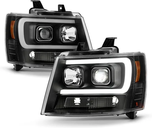 Miniatura 9 de AKKON - Compatible con 2007-14 Chevy Tahoe Suburban 1500/2500 07-13 Avalanche Proyector LED [barra de tubo C] Par de faros negros izquierdo+derecho