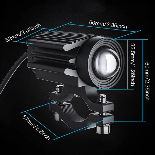 Miniatura 5 de 2 luces de conducción de motocicleta, 12000 lm, tricolor, mini luces LED, luces antiniebla, 60 W, 6000 K, proyector auxiliar blanco ámbar súper