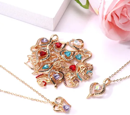 Miniatura 4 de 18/20 dijes para mamá para hacer joyas, diamantes de imitación, corazón, cumpleaños, día de la madre, dije con letras para mamá mamá para hacer