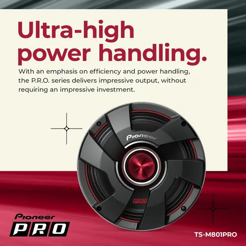 Miniatura 9 de Pioneer P.R.O. Series TS-M801PRO - Altavoces de 8 pulgadas (par) - 600 W máximo, perfectos para instalaciones de alto SPL y audio de automóvil