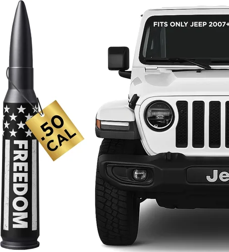 Miniatura 11 de 50 Cal Badass Bullet Antenna® se adapta a Jeep Wrangler JK y JL de (2007 para accesorios Jeep Wrangler y Gladiator), seguro para lavado de autos