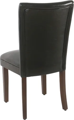 Miniatura 5 de HomePop Parsons - Juego de 2 sillas de comedor tapizadas, piel sintética negra