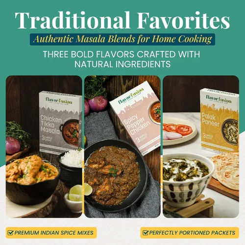 Miniatura 9 de Flavor Fusion Favoritos tradicionales con ingredientes naturales: pollo Tikka Masala, palak Paneer y pollo picante a la pimienta para una cocina