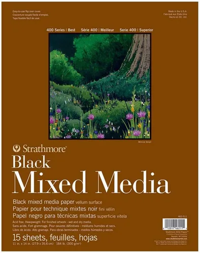 Miniatura 9 de Strathmore 400 Serie, Bloc de Dibujo para Técnica Mixta Tono Azul 6"X8" - 15 Hojas - 62462406 Azul Tonificado