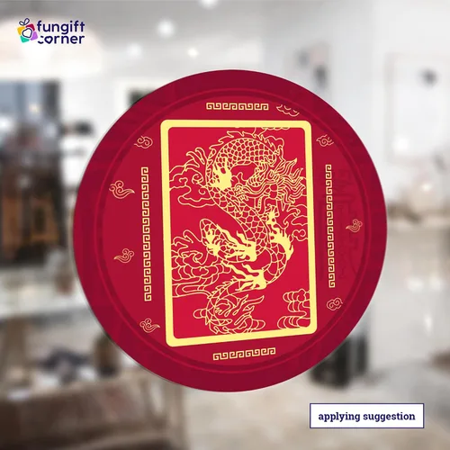 Miniatura 7 de Bandera de prosperidad con amuleto de dragón Feng Shui, símbolo de Feng Shui de victoria y suerte, juego de 5 calcomanías decorativas, 4.3 pulgadas