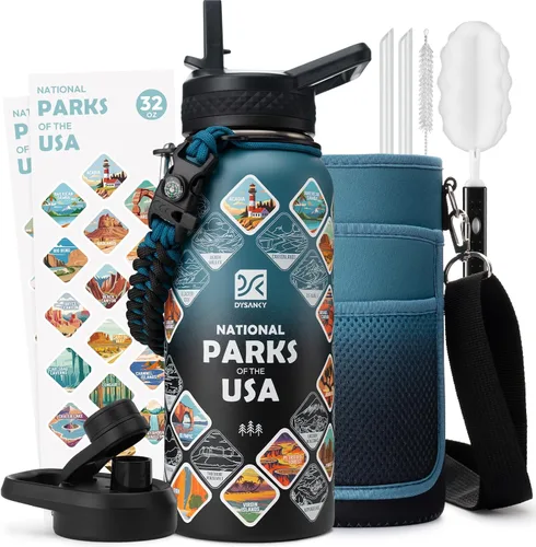 Miniatura 11 de DYSANKY Botella de agua aislada de 32 onzas, metal al vacío de acero inoxidable grueso, jarra de agua deportiva portátil para gimnasio y senderismo