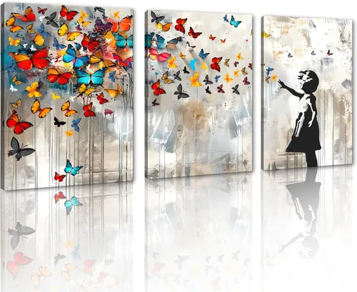 Miniatura 85 de 3 Piezas de Arte de Pared Banksy en Lienzo, Póster de Graffiti, Decoración de Pared con Citas Inspiradoras, Nunca Te Rindas, Obras de Arte para Sala