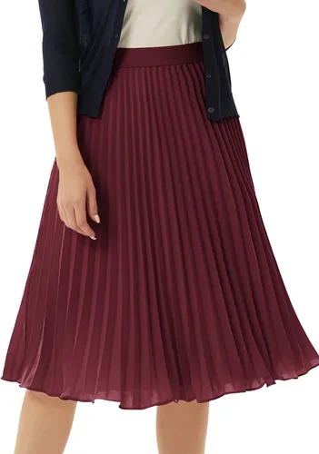 Miniatura 163 de GRACE KARIN - Falda plisada de gasa para mujer, con cintura alta y elástica, vuelo, corte acampanado y longitud por debajo de la rodilla
