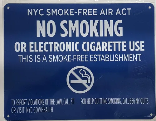 Miniatura 5 de Letrero de la ley libre de humo de la ciudad de Nueva York de Nueva York "No fumar o uso de cigarrillos eléctricos" para el establecimiento