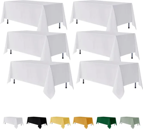Miniatura 15 de Fitable Paquete de 6 manteles redondos negros de 70 pulgadas, resistentes a las arrugas y a las manchas, manteles de poliéster lavables para bodas