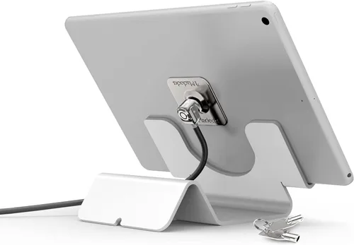Miniatura 2 de Maclocks CL12UTHWB Soporte universal de seguridad para tableta con bloqueo de cable de seguridad y placa (blanco)