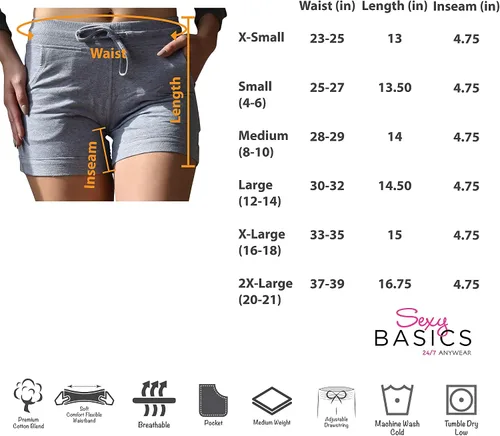Miniatura 5 de Sexy Basics - Paquete de 3pantalones cortos, deportivos, para yoga, gimnasio, casual, pantalones cortos