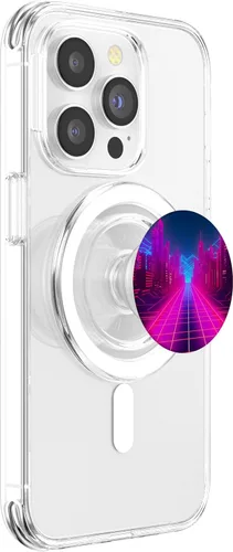 Miniatura 3 de Retrowave City 80s Vaporwave Synthwave PopSockets MagSafe PopGrip for iPhone