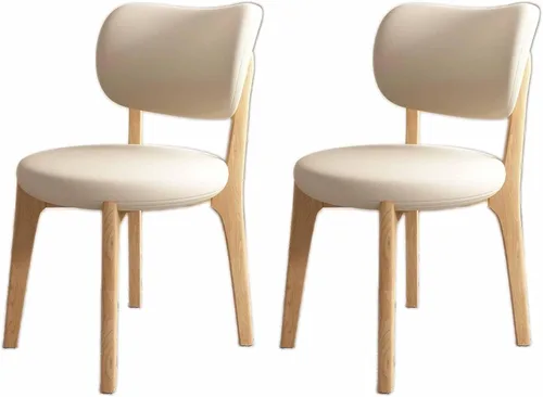 Miniatura 33 de Juego de sillas de comedor de madera modernas con respaldo curvado, sillas de cocina tapizadas con marco de madera, sillas laterales sin brazos