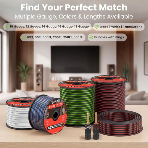 Miniatura 7 de Cable de altavoz Calibre 16, GearIT Pro Series Cable de altavoz 16/2 AWG (100 pies / 30.48 metros) Ideal para altavoces de cine en casa y altavoces