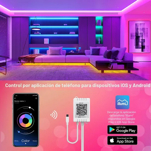 Miniatura 2 de Nexillumi Luces LED para dormitorio de 100 pies con sincronización de música que cambian de color, tira de luces LED inteligentes con control remoto