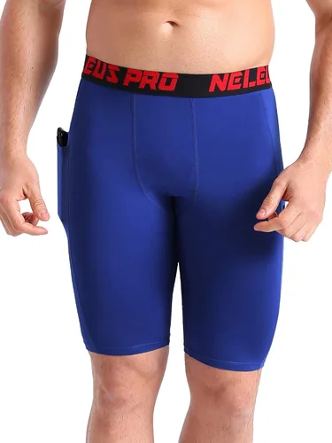 Miniatura 4 de NELEUS Paquete de 3 pantalones cortos de compresión para correr con bolsillos para hombre