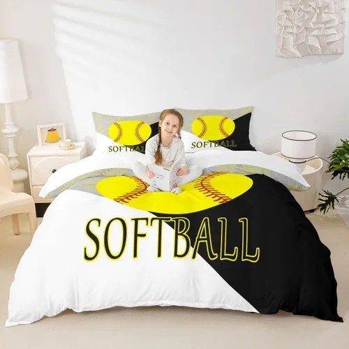 Miniatura 8 de Juego de ropa de cama de fútbol para niñas y niños, tamaño individual, juego de funda de edredón con temática deportiva, funda de edredón decorativa